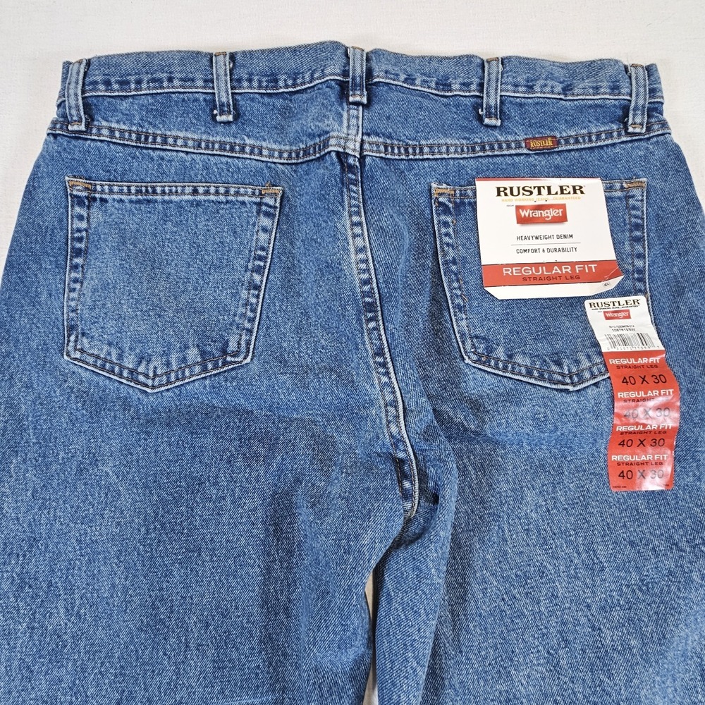 Wrangler Rustler‎ Jeans Men's 40x30 Blue Denim Regular Fit Straight Leg J04-A03 - Picture 2 of 11
